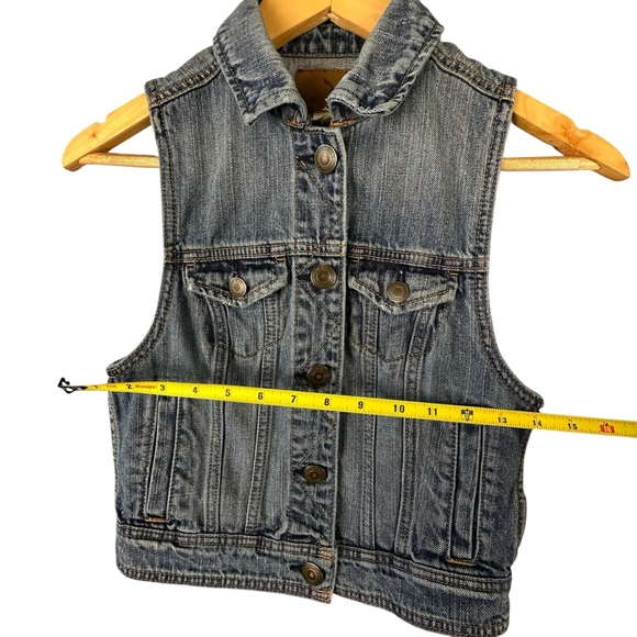 AE American Eagle Women's Blue Denim Jean Vest Size XS Metal Button Up Collar - Picture 4 of 6